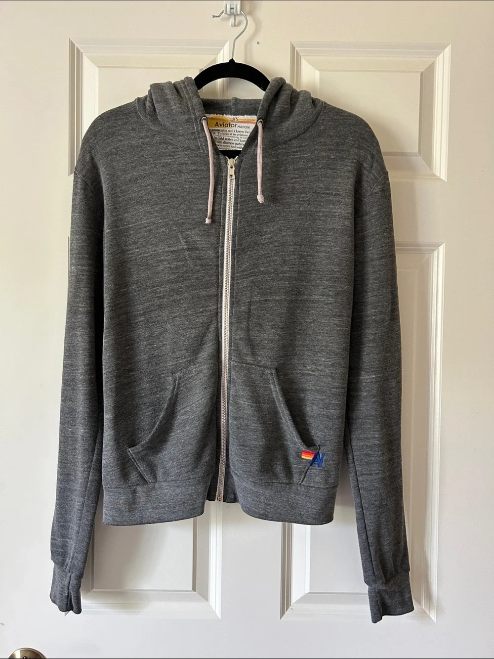 Aviator Nation Gray Locals Only Zip Up Hoodie XS - Picture 2 of 8